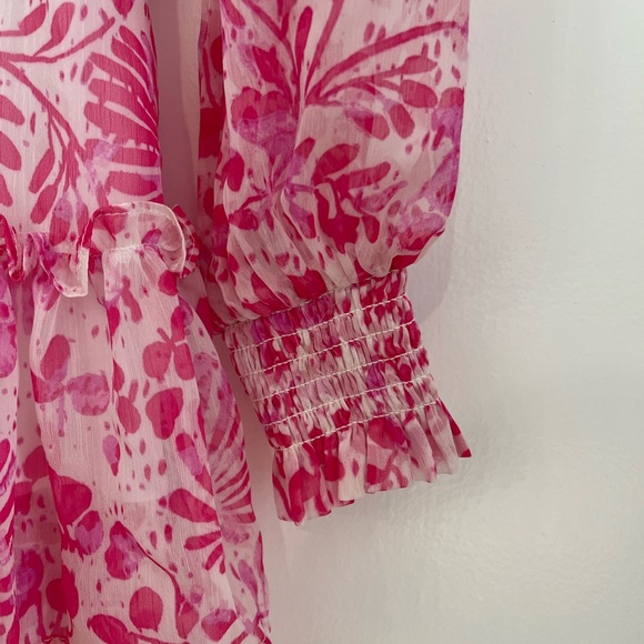 Aqua Pink and White Floral Dress - Picture 3 of 4